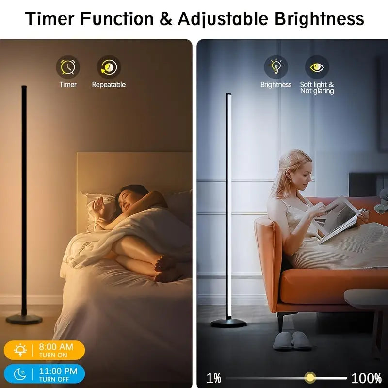 RGB USB-Powered Corner Floor Lamp - Dimmable LED Lighting