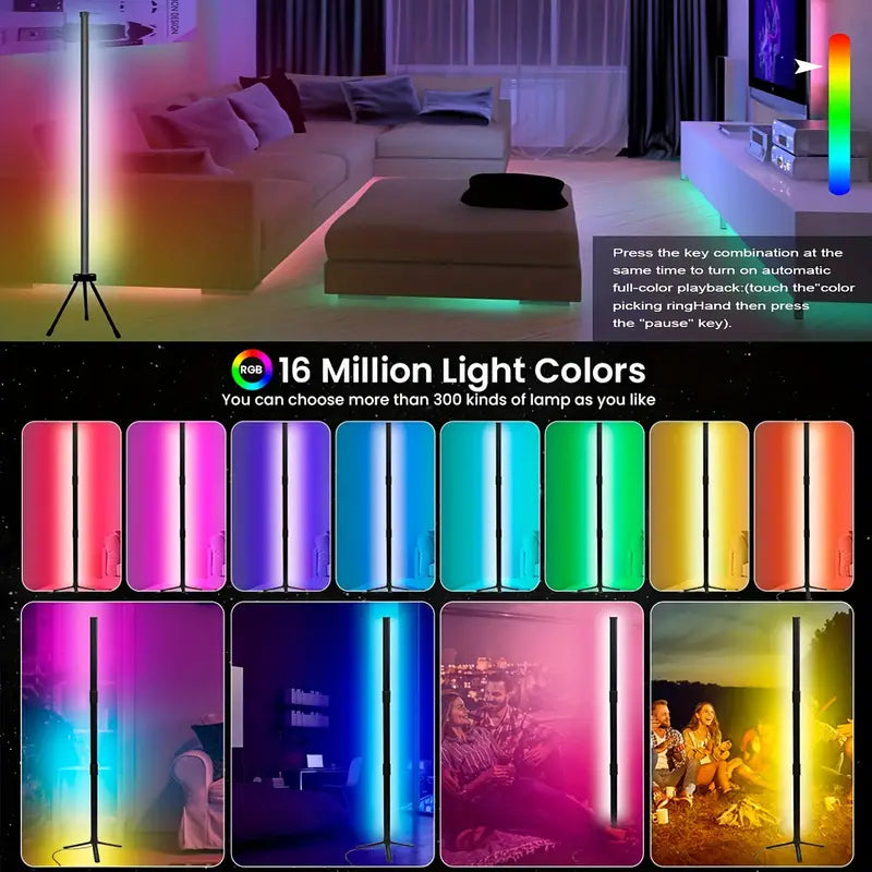 RGB USB-Powered Corner Floor Lamp - Dimmable LED Lighting