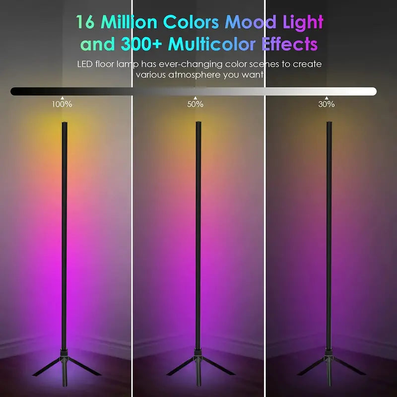 RGB USB-Powered Corner Floor Lamp - Dimmable LED Lighting