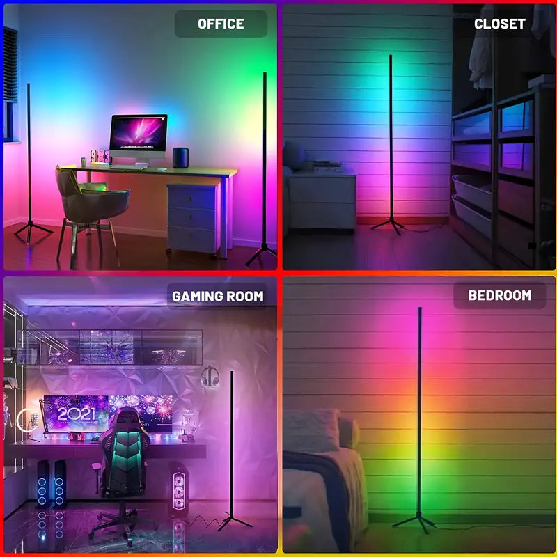 RGB USB-Powered Corner Floor Lamp - Dimmable LED Lighting