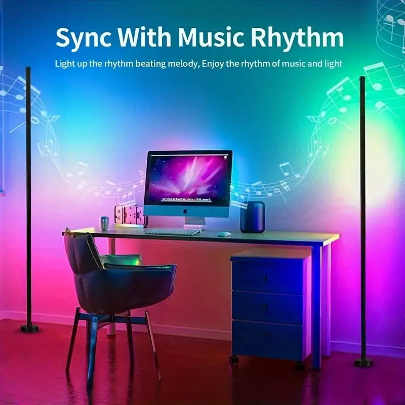 RGB USB-Powered Corner Floor Lamp - Dimmable LED Lighting