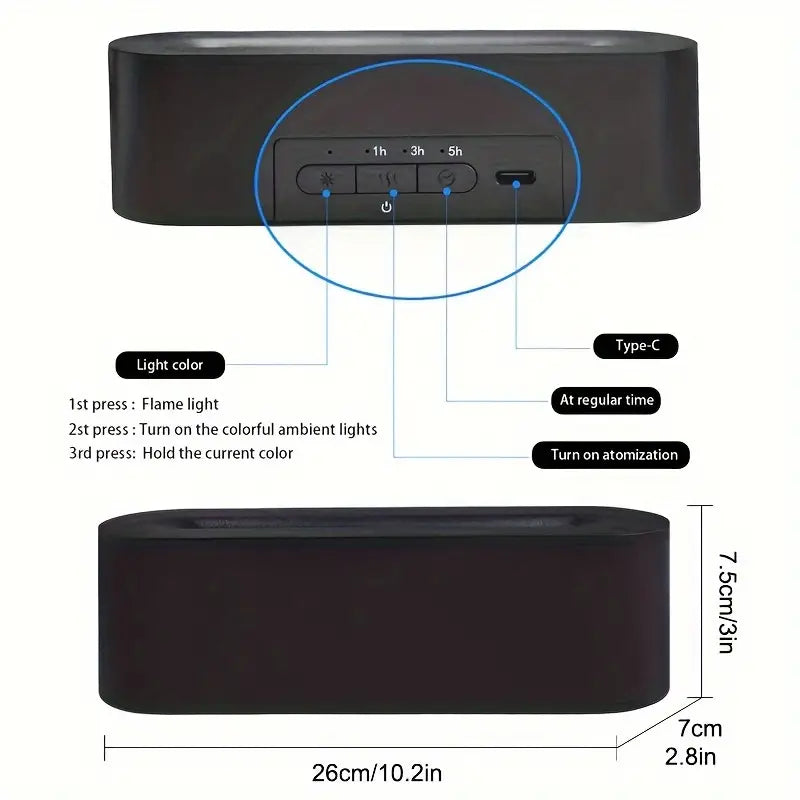 Simulated Flame Humidifier with 3D Fire Effect & USB Power