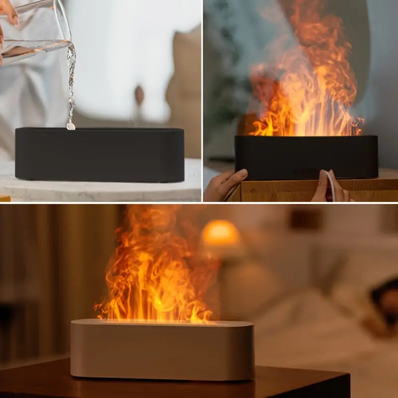 Simulated Flame Humidifier with 3D Fire Effect & USB Power