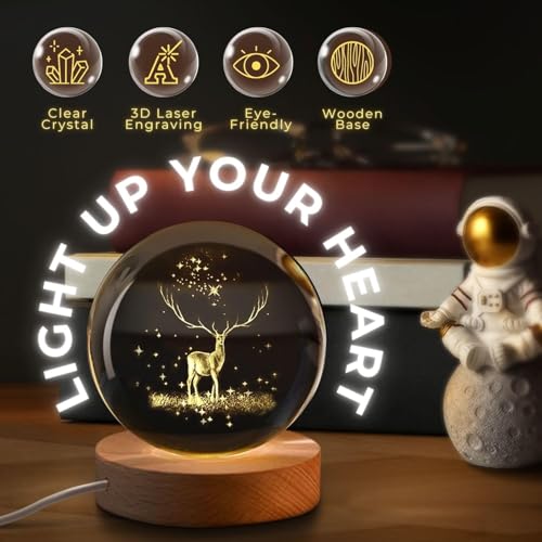 3D Love Heart Crystal Ball Night Lamp