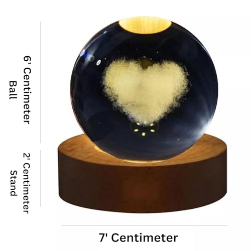 3D Love Heart Crystal Ball Night Lamp