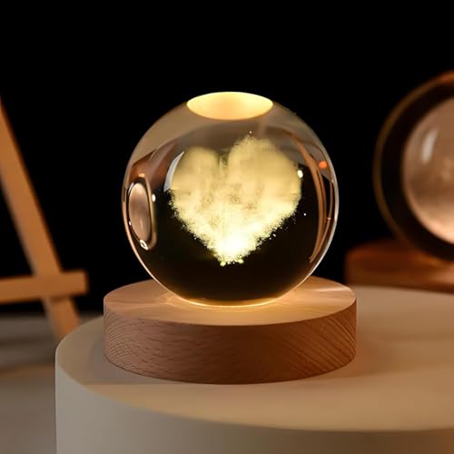 3D Love Heart Crystal Ball Night Lamp