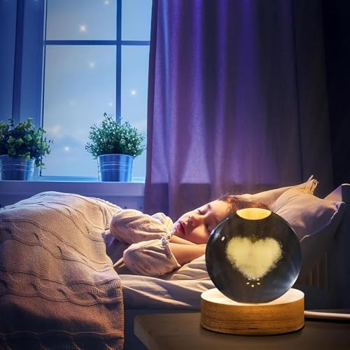 3D Love Heart Crystal Ball Night Lamp