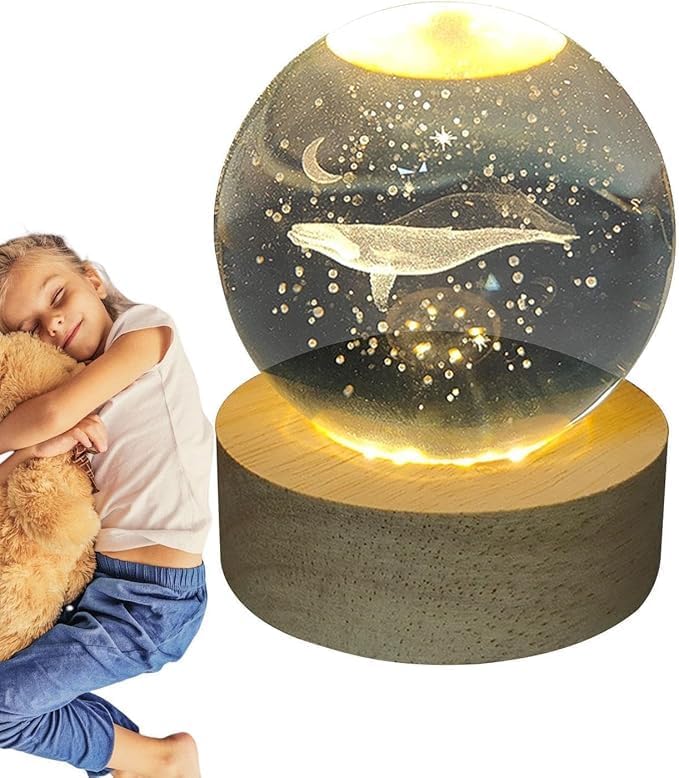 3D Love Heart Crystal Ball Night Lamp