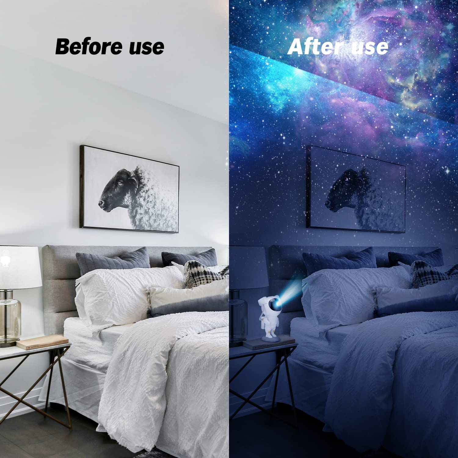 REFULGIX Astronaut Galaxy Projector with Remote Control-360° Adjustable Timer Night Lamp,Kids Astronaut Nebula Night Light,for Baby Bedroom,Gaming Room,Home and Party